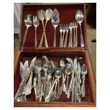 Silverware in wooden chest