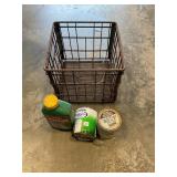 Metal crate with stains &=weed killer