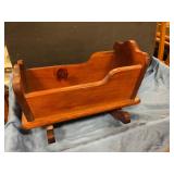 Handmade wood doll cradle