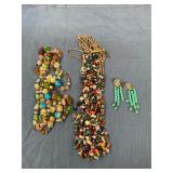 Beaded necklaces & earring