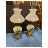 Two matching vintage electric lamps 23 inches tall