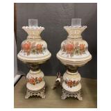 Hurricane lamps w brass base matching