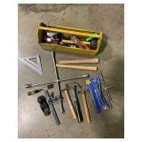 Metal handled tool box with assorted tools