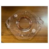 Pink depression etched rose serving plate
