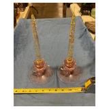 Pink glass candlesticks
