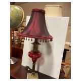 Ruby, red glass with marble base