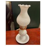 Electric white glass lamp, 15 inches tall