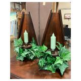 Wooden wall candle holders