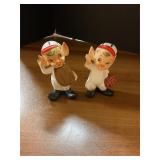 Vintage ceramic pixie elves sm crack on foot