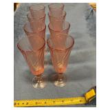 Eight pink swirl glasses