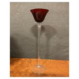 Ruby red candle holder 12" tall
