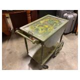 Painted antique tea cart w removable tray