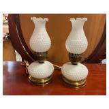 Hobnail milk glass matching lamps