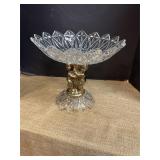 Crystal and brass cherub  fruit bowl