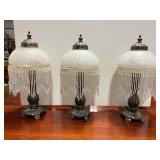 3 Beaded vanity lamps