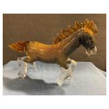 Glass horse statue 12" long