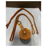 Vintage wooden & cast-iron pulley & gun slings
