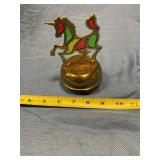 Brass wind up musical unicorn