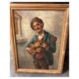 The Old Guitarist Oil on Canvas picture 29"x23"