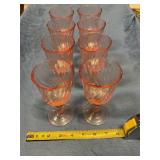 Eight pink swirl glasses