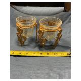 Brass look cracked glass handle holders