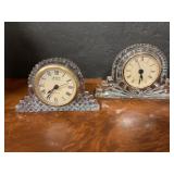 Two Crystal glass desk clocks