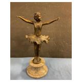 Bronze ballerina statue on marble base 11"tall