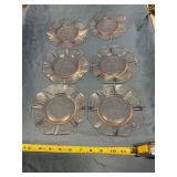 6 Pink glass saucers