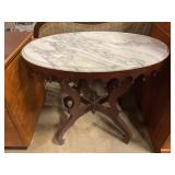 Antique marble top oval table 34"x22"