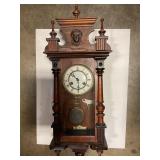 German wall clock 8day 1 1/2 hour strike 1880s