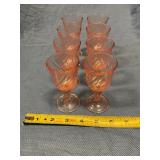 Eight pink swirl glasses