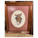 Needlepoint framed mule picture 16"x14"