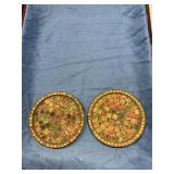 Vintage mosaic, glass coasters 7 1/2" in diameter