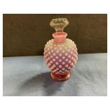 Fenton Cranberry Hobnail perfume bottle