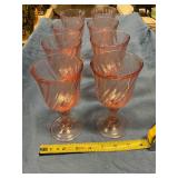 Eight pink swirl glasses