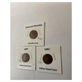 Indian head pennies and  unstruck planchet