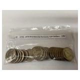 22 bicentennial Kennedy half dollars,unc