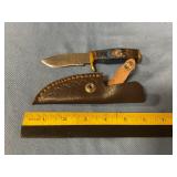 Damascus knife with sheath