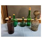 Vintage glass colored bottles