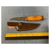 Damascus knife with sheath