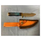 Damascus knife with sheath