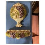 Pottery, three piece wall decor 70s