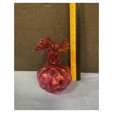 Fenton cranberry glass ruffled vase