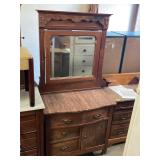 Antique marble top dry sink with mirror