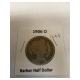 1906 o barber half dollar