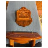 Wooden wall shelf w letter & key holder