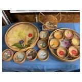 Vintage floral & butterfly serving tray & coasters