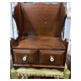 Vintage wood shelf with two drawers