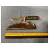 Damascus knife with sheath
