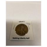 1919 S walking liberty half dollar